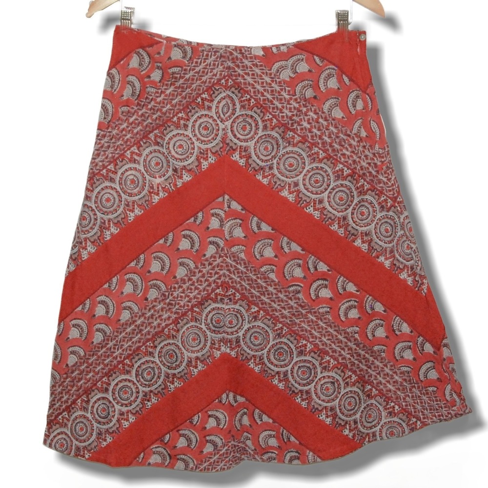 ANOKHI Women's Medium Lined Skirt 100% Cotton Rust  Boho Hippie Chic